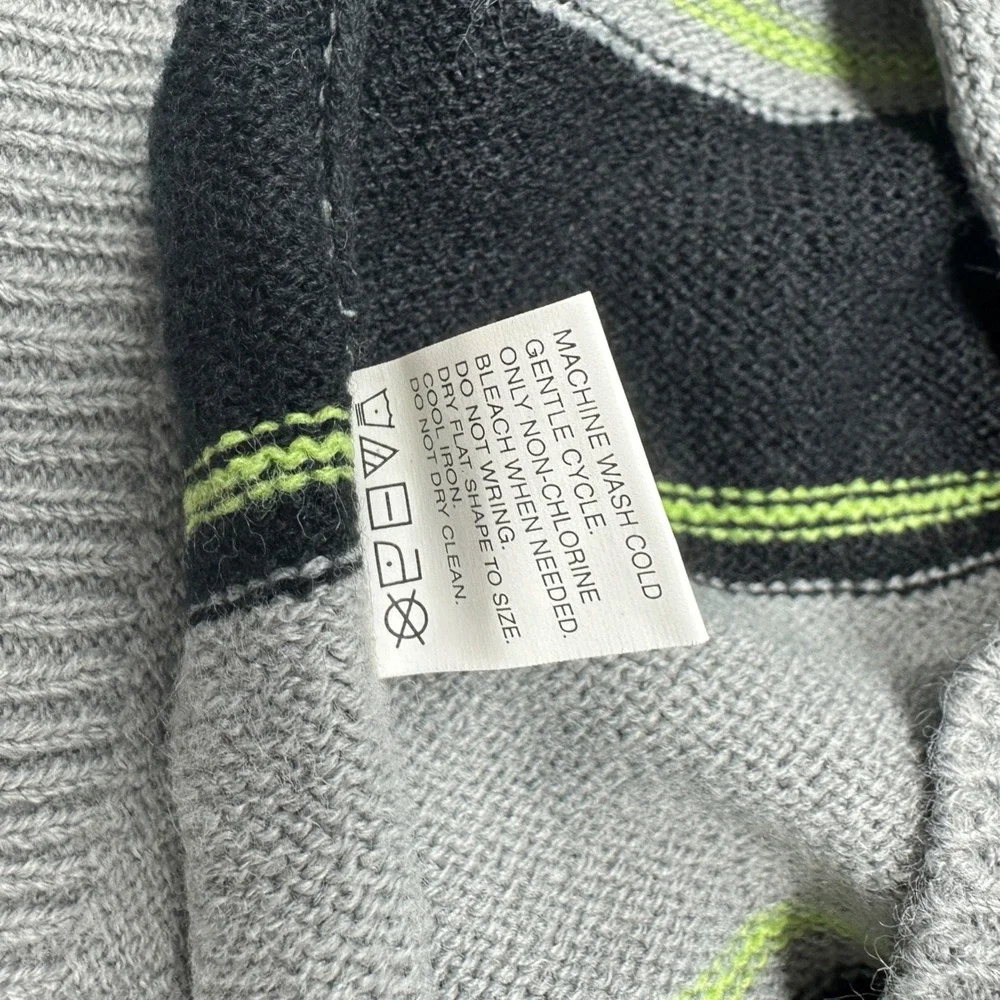 J. G. HOOK Vintage Sweater NWT Gray Black Lime Stripes‎ 100% Acrylic Size Large